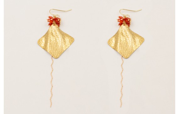 Pendientes pieza irregular manta raya dorada con f