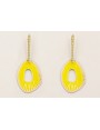 Pendientes ovalo estriado esmalte fluor con perno 