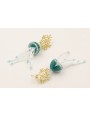 Pendientes medusa abalorios verde y blanca con per