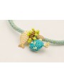 Pulsera cordón aqua con hilo dorado cierre de iman