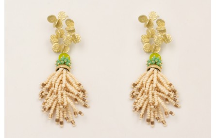 Pendientes ramillete hojas redondas dorado mate, f