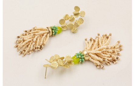 Pendientes ramillete hojas redondas dorado mate, f