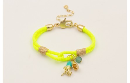 Pulsera cordón retorcido color fluor con nudo fals