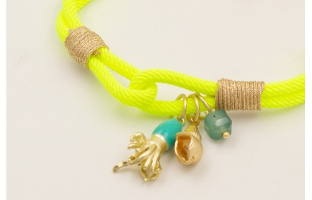 Pulsera cordón retorcido color fluor con nudo fals