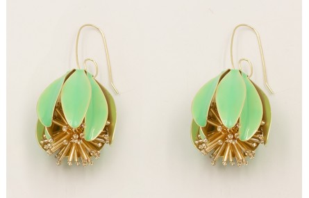 Pendientes campanillas esmaltadas turquesa con est