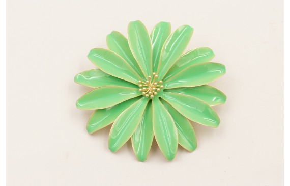 Broche flores grandes esmalte turquesas con ramill