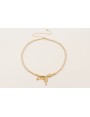 Collar ORO18K facetadas piedra cuarzo crema, pez, 