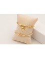 Pulsera ORO18K facetadas piedra cuarzo crema, piez