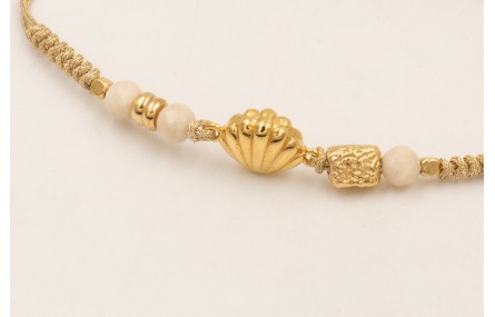 Pulsera ORO18K nudo serpiente hilo metalico dorada