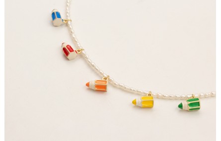 Collar perlas naturales con colgante lapices esmal