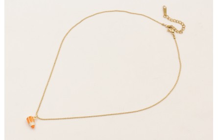 Collar cadena bolitas ACERO INOXIDABLE  con colgan