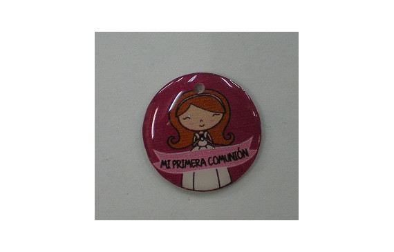 Disco Resina Mi Primera Comunión 20mm Granate