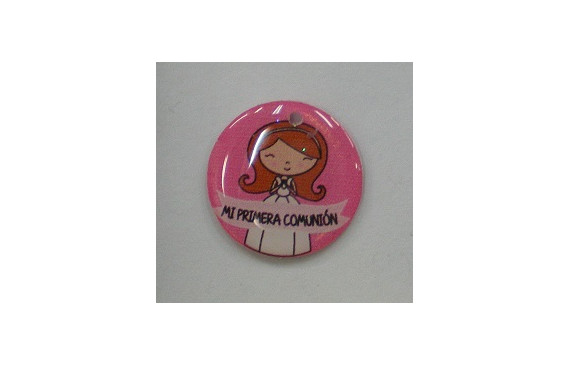 Disco Resina Mi Primera Comunión 20mm Rosa