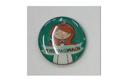 Disco Resina Mi Primera Comunión 20mm Verde