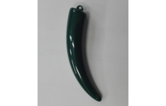 Cuerno con 2 agujeros verde opaco 10cms largo