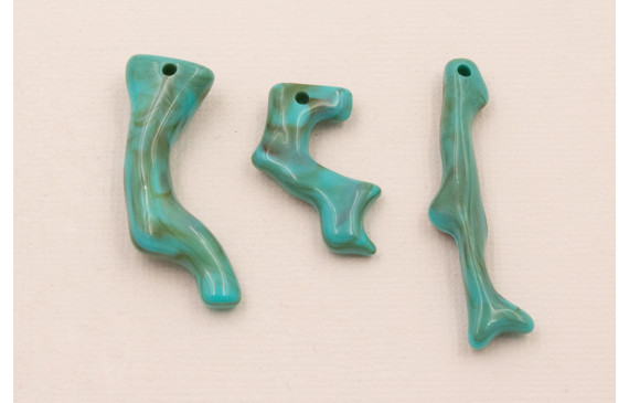 Tallo Coral 6mm*25-45mm long. Veteado Turquesa MIX