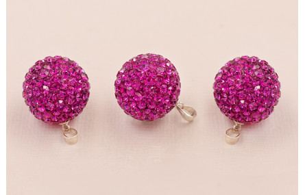 Colgante Strass 18mm con gancho plata Fucshia