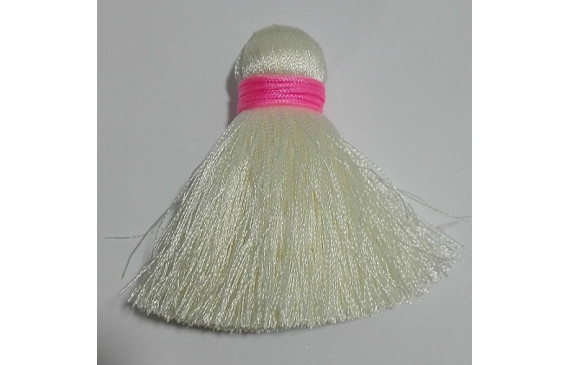 Pompón ancho 60mm*15mm Beige + Fuxia