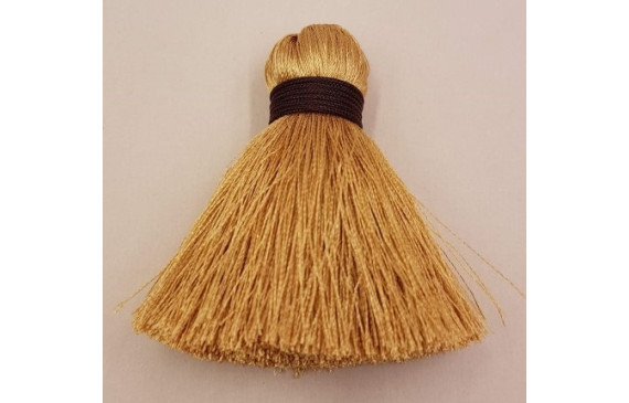 Pompón 60mm*15mm Beige y cordón Marrón