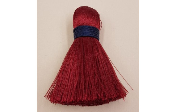 Pompón60mm*15mm granate y cordón Azul oscuro