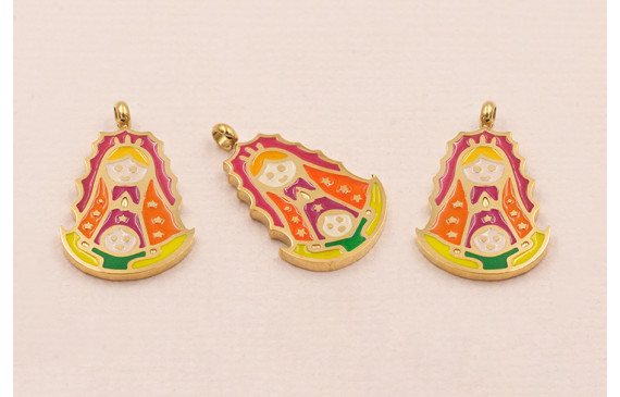 Colgante Virgen A.INOXIDABLE esmaltada 20*12mm