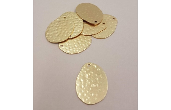 Colgante Lámina Ovalada Martilleada 21*17mm Oro M.