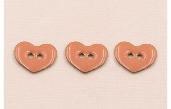 Pieza Corazón esmaltado 11*9mm Rosa 2 agujeros