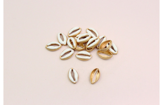 Pieza caracola  pasante 15*9mm Oro Mate y Blanco