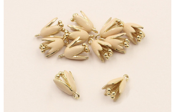 Colgante Flor esmaltada 12*8mm Esmalte Beige