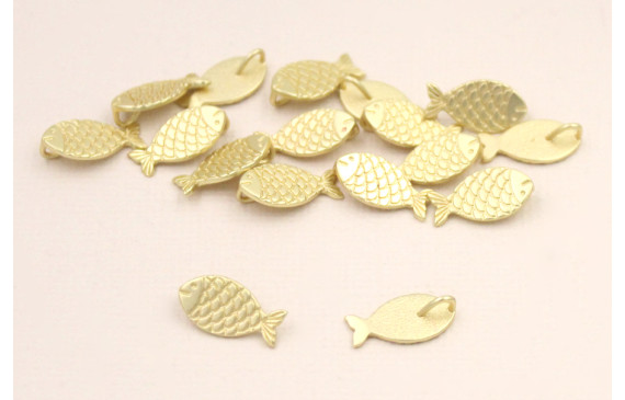 Cuenta Pez Oro Mate con arandela por detrás 14*8mm