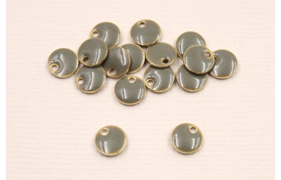 Cuenta Disco esmaltado 6mm Gris