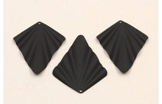 Cuenta Abanico plisado con anilla 35*25mm Negro