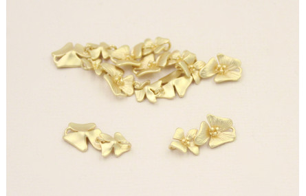 Pareja Flores Dorado Mate 30*15mm