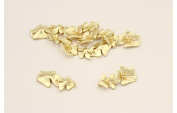 Pareja Flores Dorado Mate 30*15mm