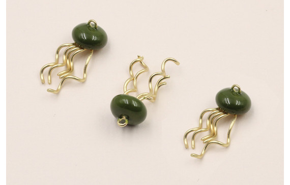 Cuenta Medusa 10*4mm y 20mm D.Mate verde