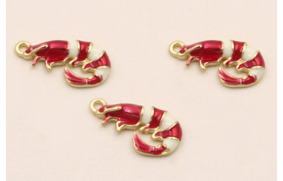 Colgante Gamba de Huelva 12*5mm Roja y Blanca