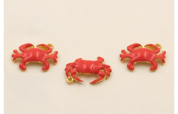 Colgante Cangrejo 15*10mm Rojo Coral