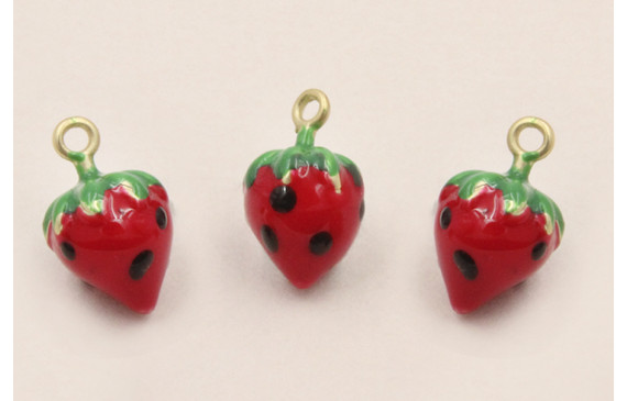 Colgante fresa 10*5mm Verde Y Rojo