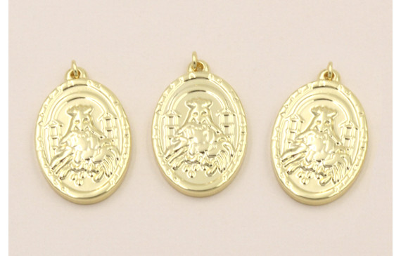 Colgante Acero Inox. Medalla Virgen 26*18mm Oro