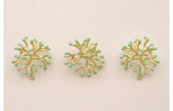 Colgante Coral 25*25*12mm Oro Mate Turquesa