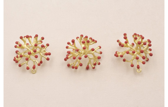 Colgante Coral 25*25*12mm Oro Mate Rosa Coral