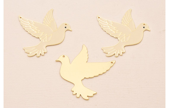 Pieza Paloma 35*35mm Dorado Mate y Esmalte