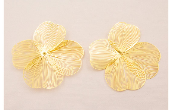 Cuenta Flor 70mm diámetro 4 pétalos Moldeable Oro