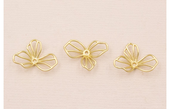 Cuenta Flor alambre 3 Pétalos 17*12mm Dorado Mate