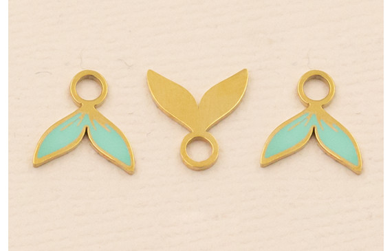 Cola de Pez Turquesa Stainless Steel 10*10mm Oro