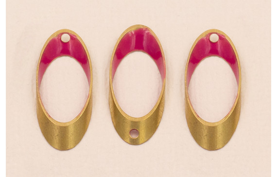 Ovalo Biselado 25*10 Esmalte Frambuesa