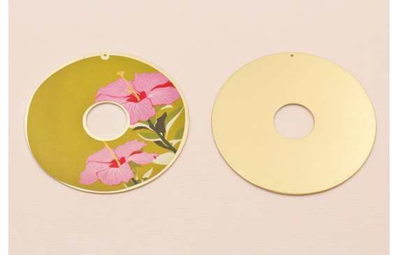 Disco 60mm  Oro Mate  Flores Fondo Beige