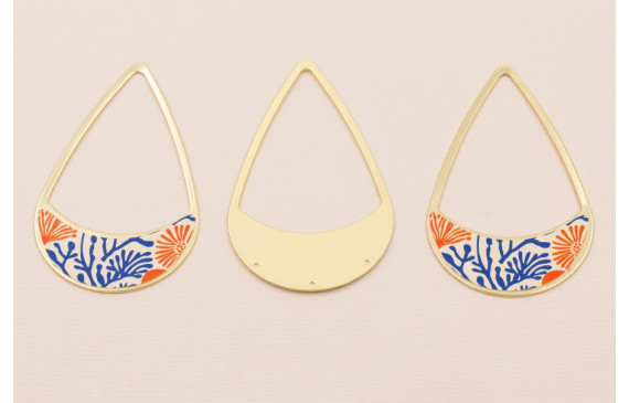 Colgante lágrima 58*37 O. Mate  Coral Rojo y Azul