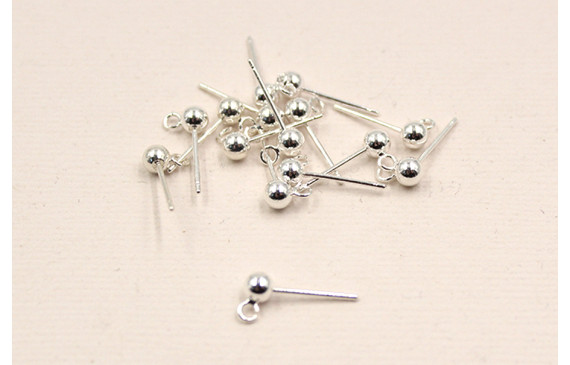 PENDIENTE DORMILON PLATA CABEZAL BOLA 4MM ANILLA