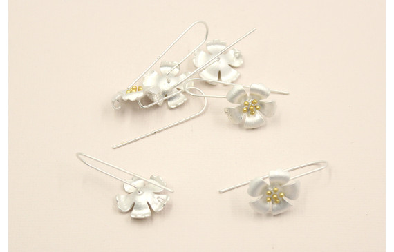 Pendiente gancho 16mm. Oro y Plata Mate